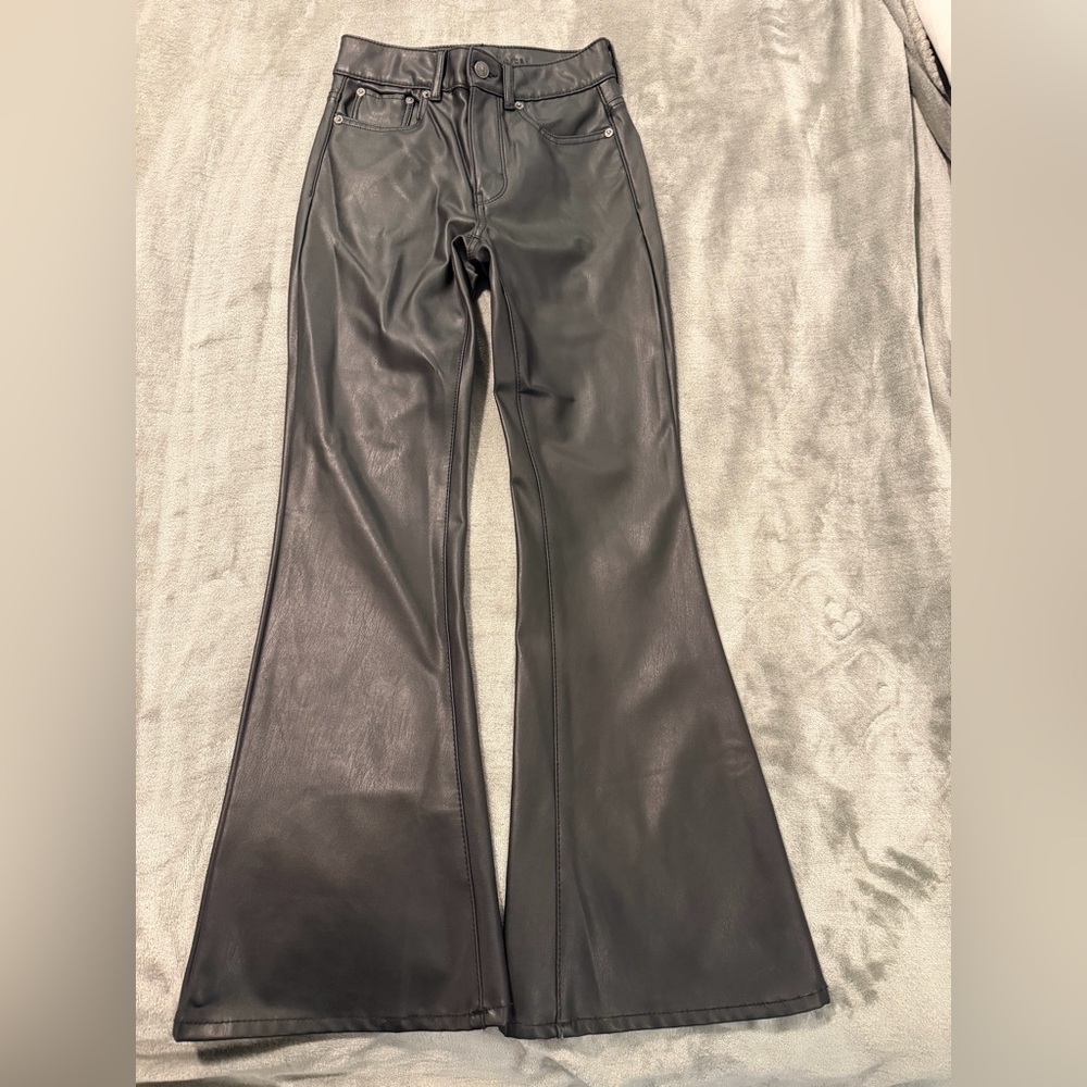 American Eagle Outfitters Leather Black Flare Pants